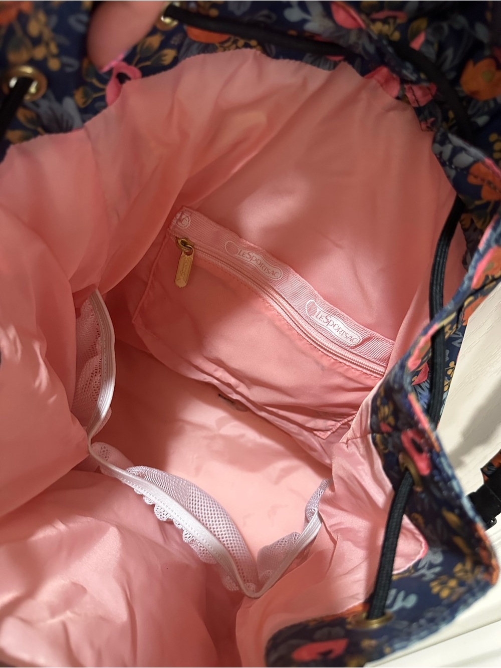 Rifle Paper Co. x LeSportsac Voyager Drawstring Backpack - Lots of Pockets! - Picture 4 of 5